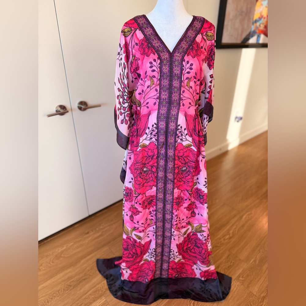 Vibrant Pink Floral Maxi Dress - Picture 1 of 13